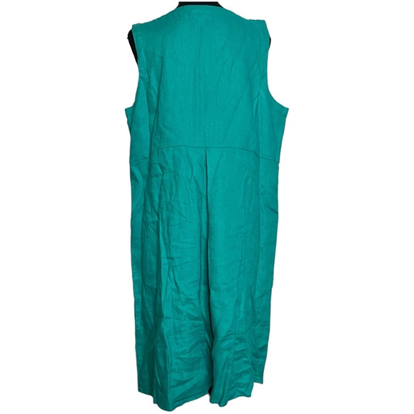 J.Jill Love Linen Sleeveless Apron Shift Dress Large Women’s Teal EUC 121261. - Picture 2 of 6